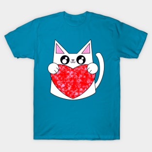 Snow The Cat With Valentine Heart T-Shirt